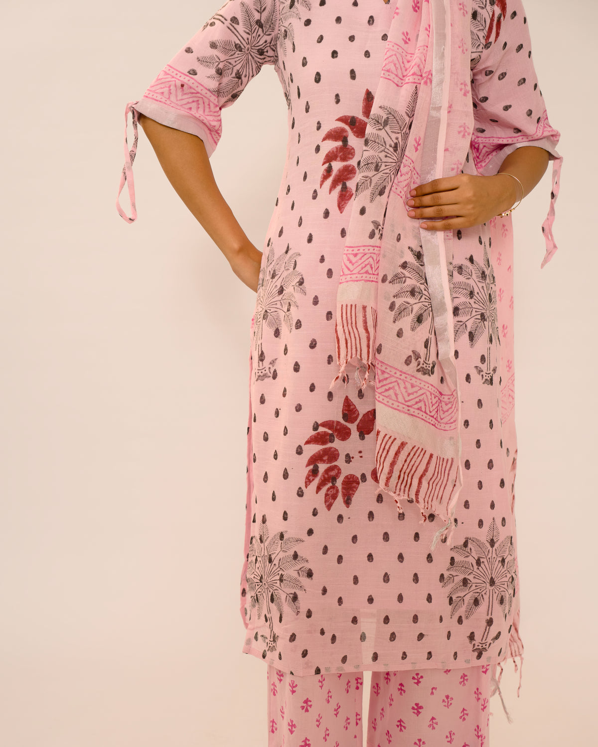 Blush Pink Jaipur Linen Kurta and Cotton Pant Suits