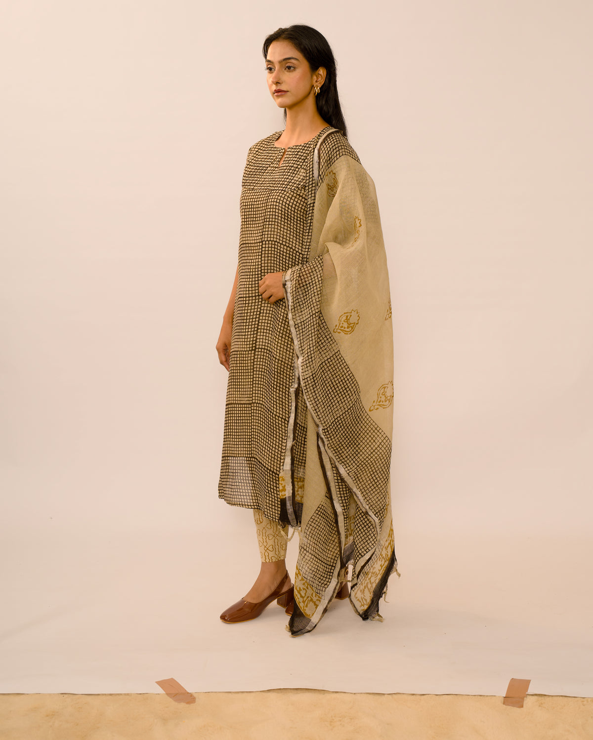 Dune Checks Jaipur Linen Kurta suit Set