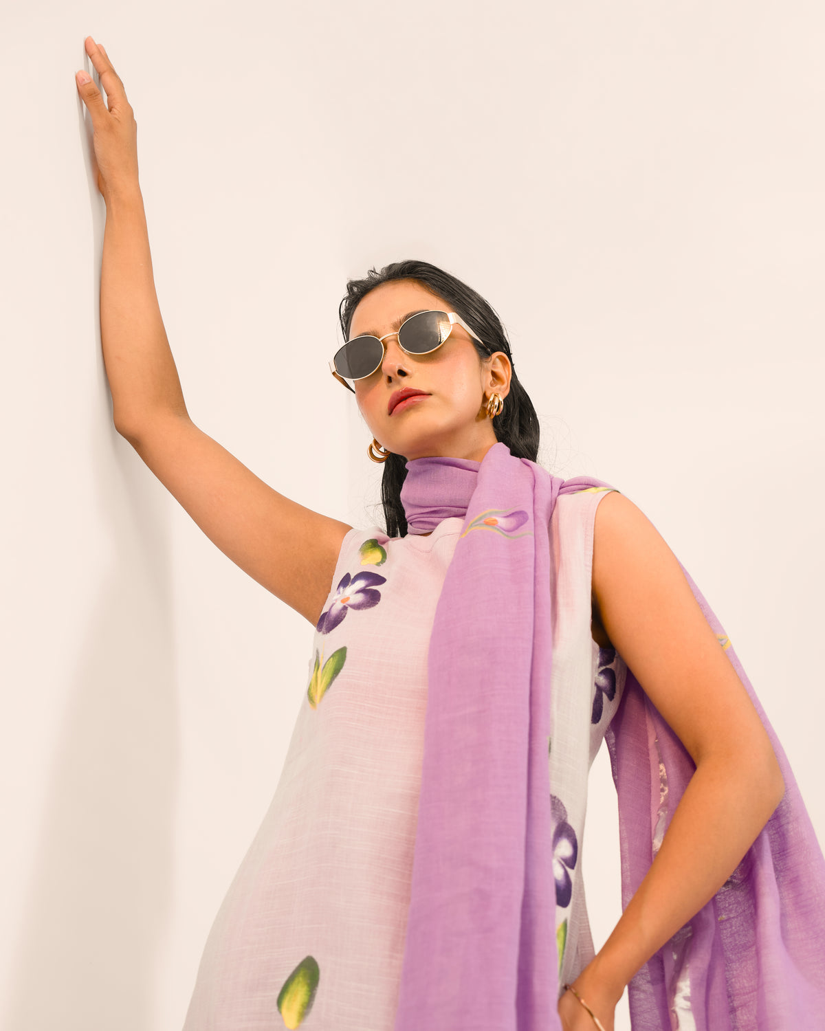 Lilac Bloom Jaipur Linen Kurta suit set