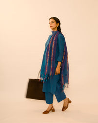 Sapphire Blue Handloom Cotton Kurta Set
