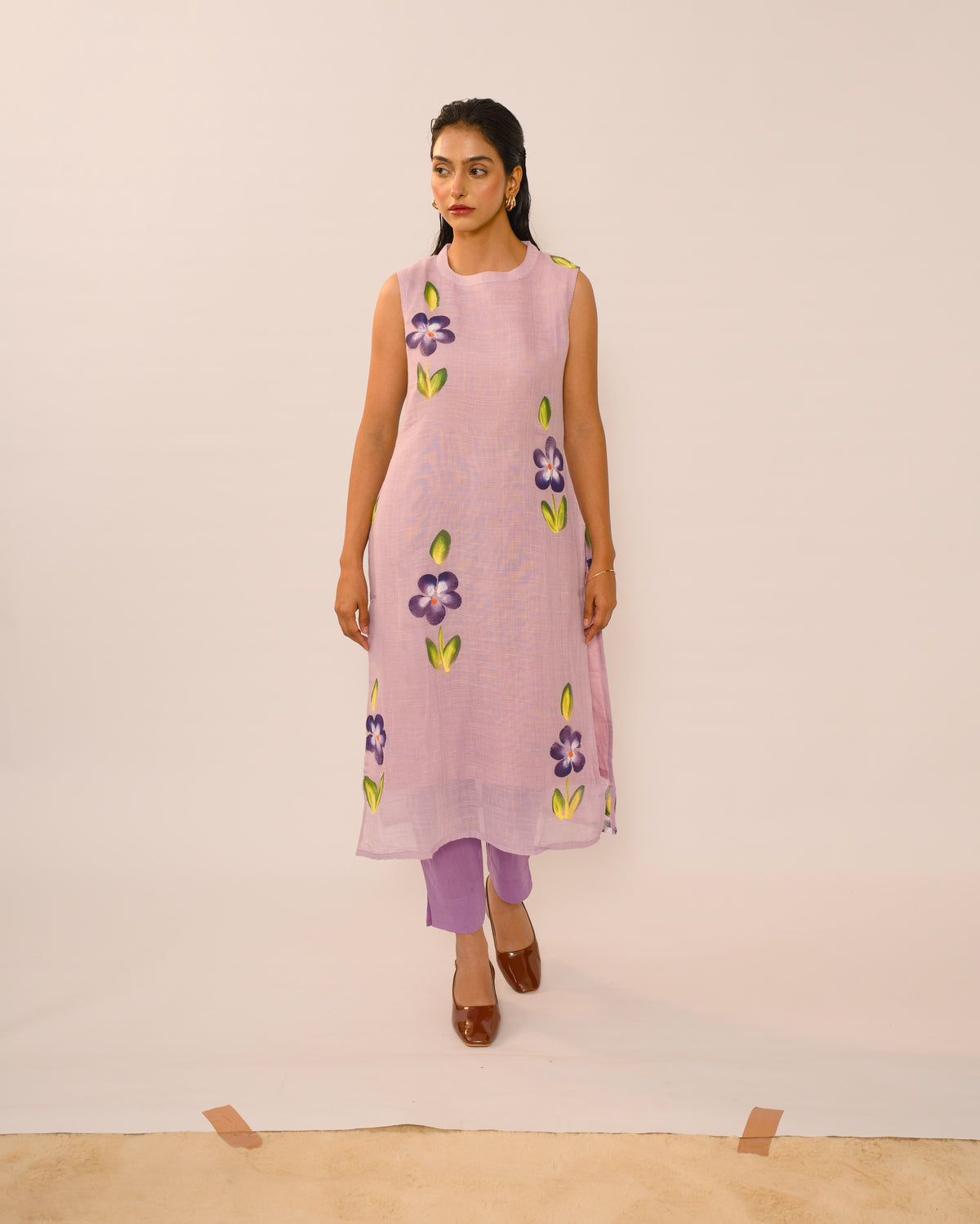 Lilac Bloom Jaipur Linen Kurta suit set