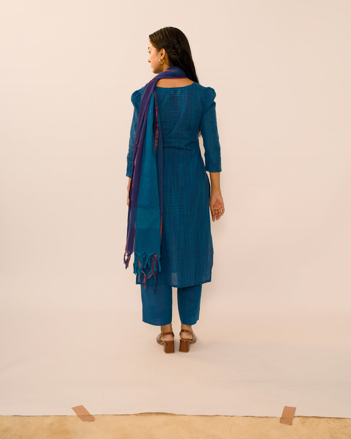 Sapphire Blue Handloom Cotton Kurta Set