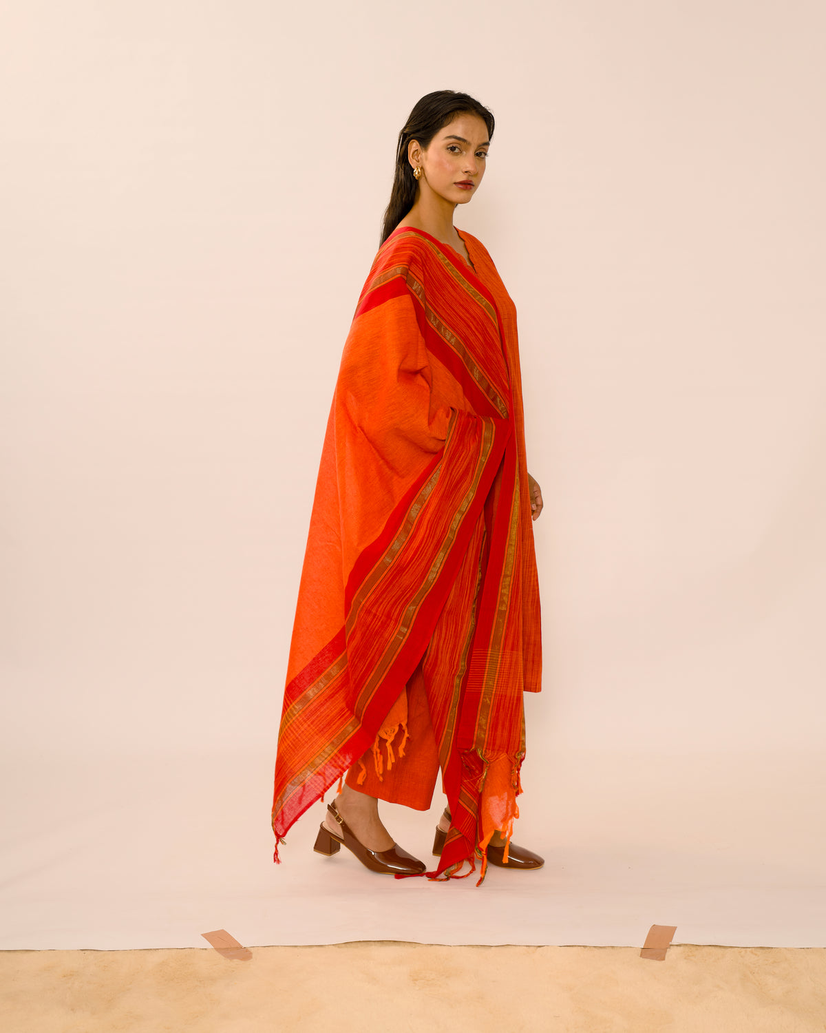 Vermilion Handloom pure Cotton Kurta suit set