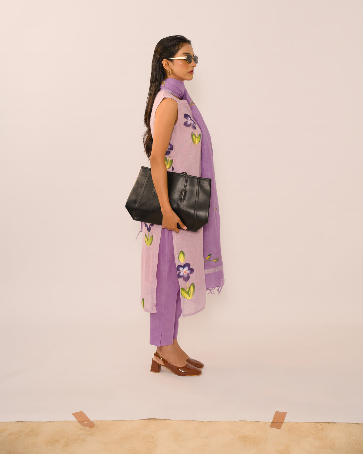 Lilac Bloom Jaipur Linen Kurta suit set