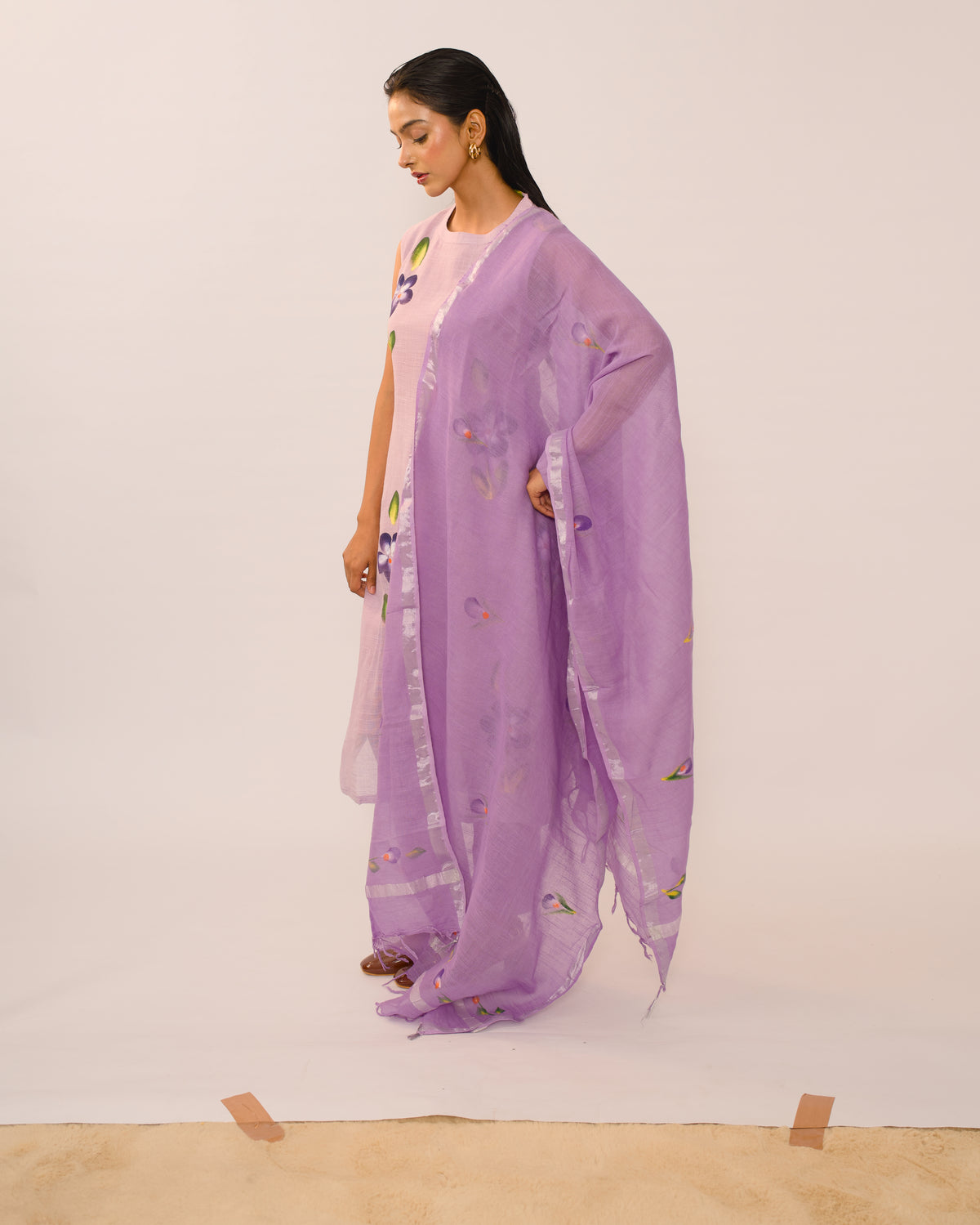 Lilac Bloom Jaipur Linen Kurta suit set