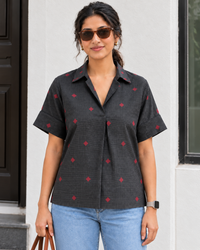 Graphite Muse Collared Workwear cotton Top