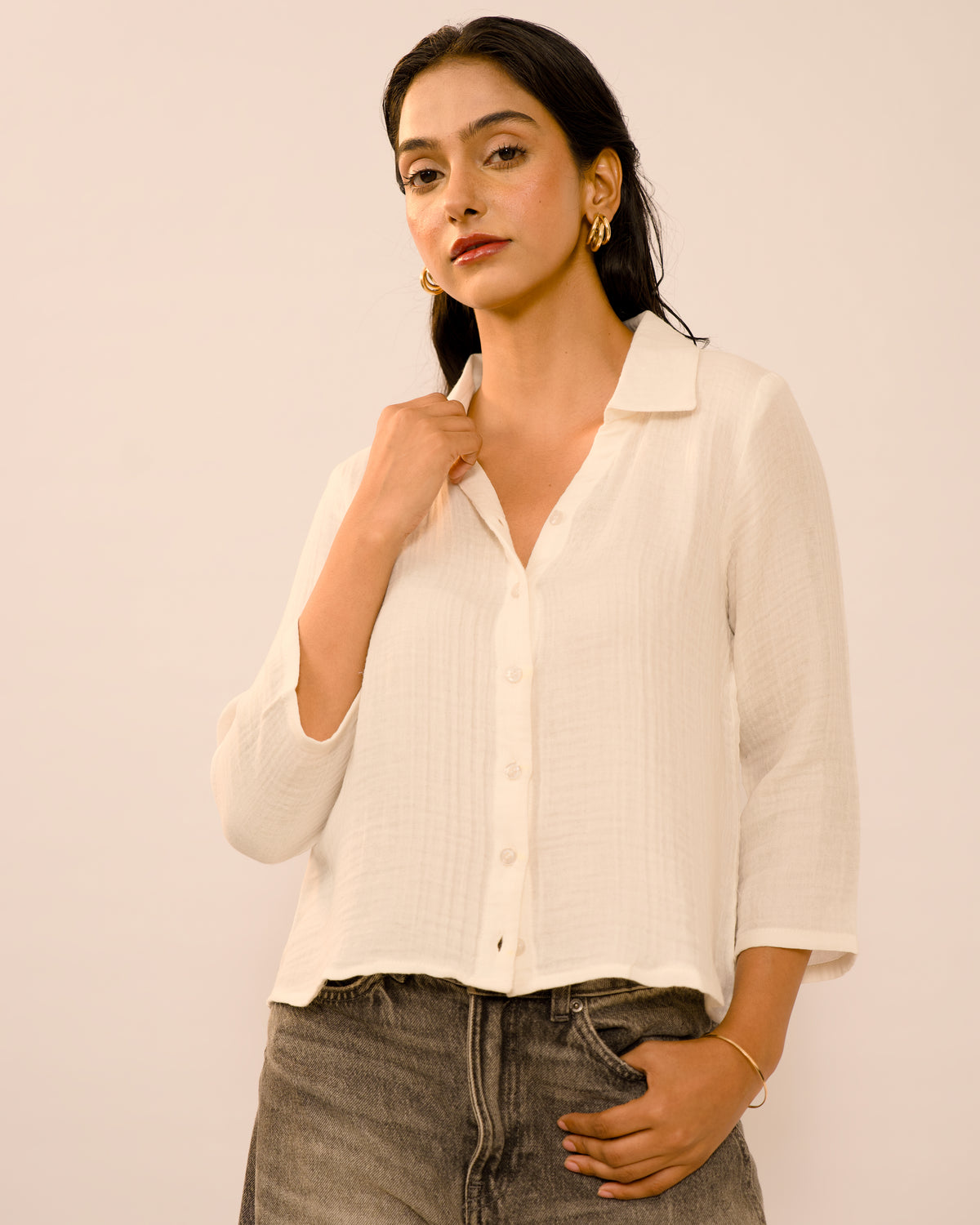 Royal white soft muslin cotton |Tunic