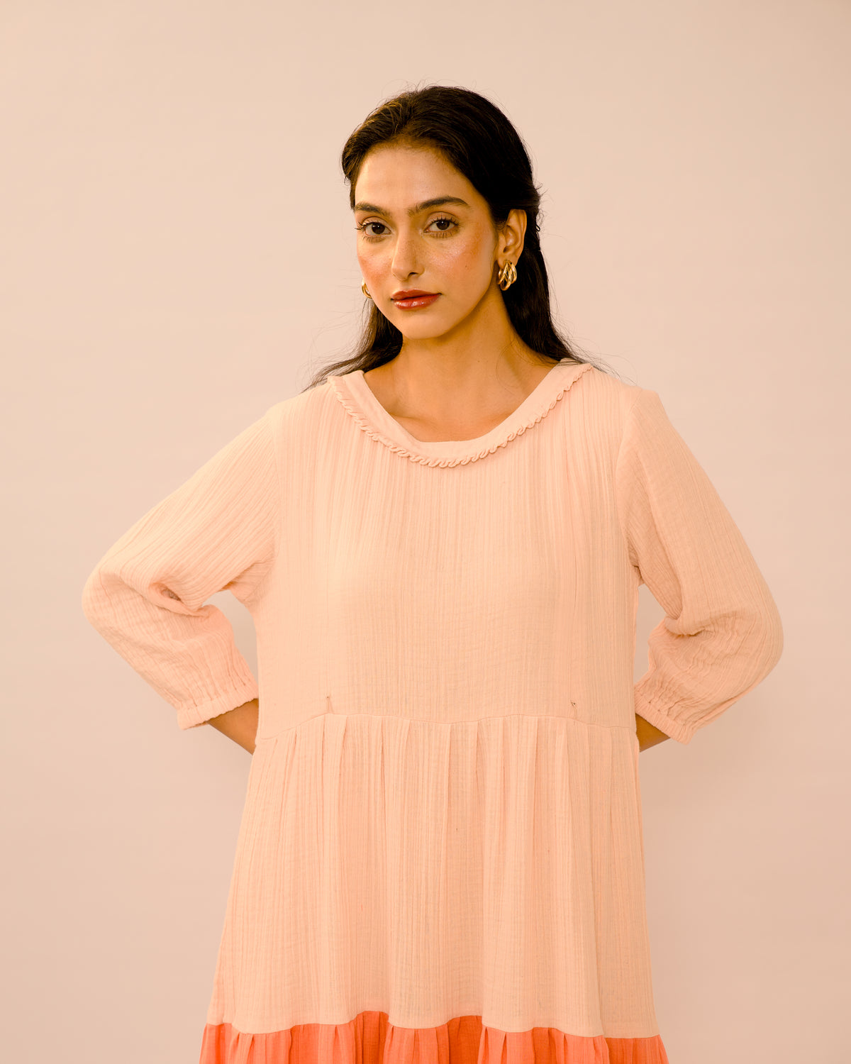 Coral Reverie – Pure Muslin Cotton Maternity & Feeding Maxi Dress