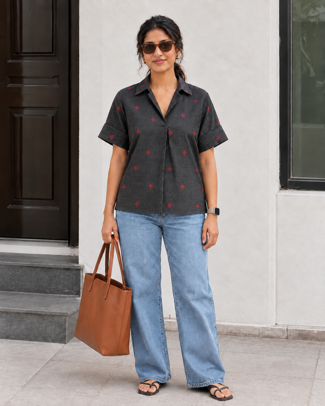 Graphite Muse Collared Workwear cotton Top
