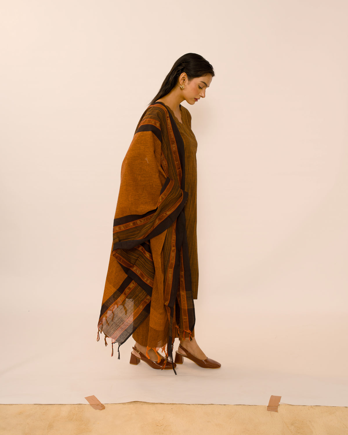 Burnished Bronze Handloom Cotton Kurta Set