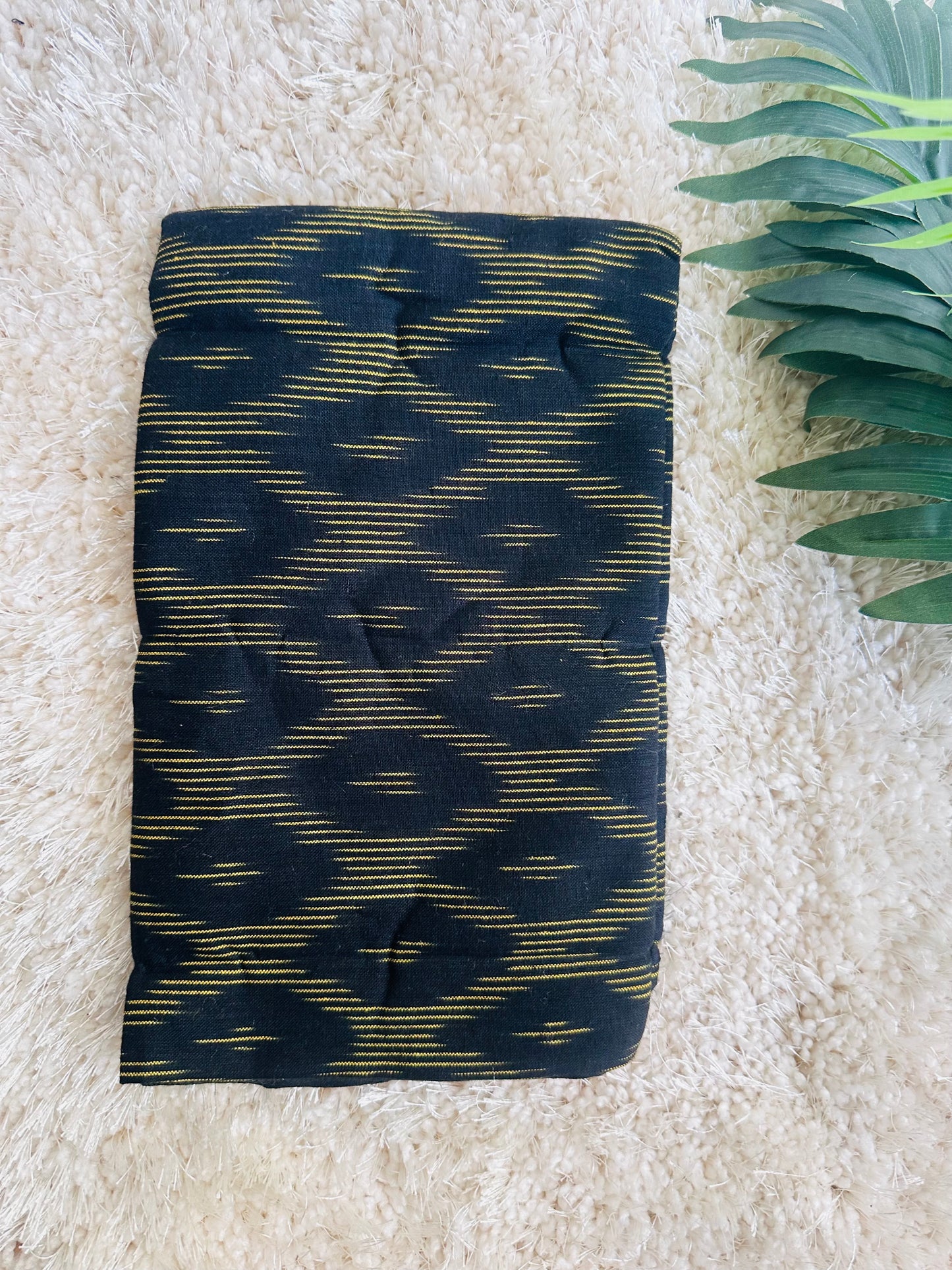 Black honey colour temple border pure cotton handloom linen saree