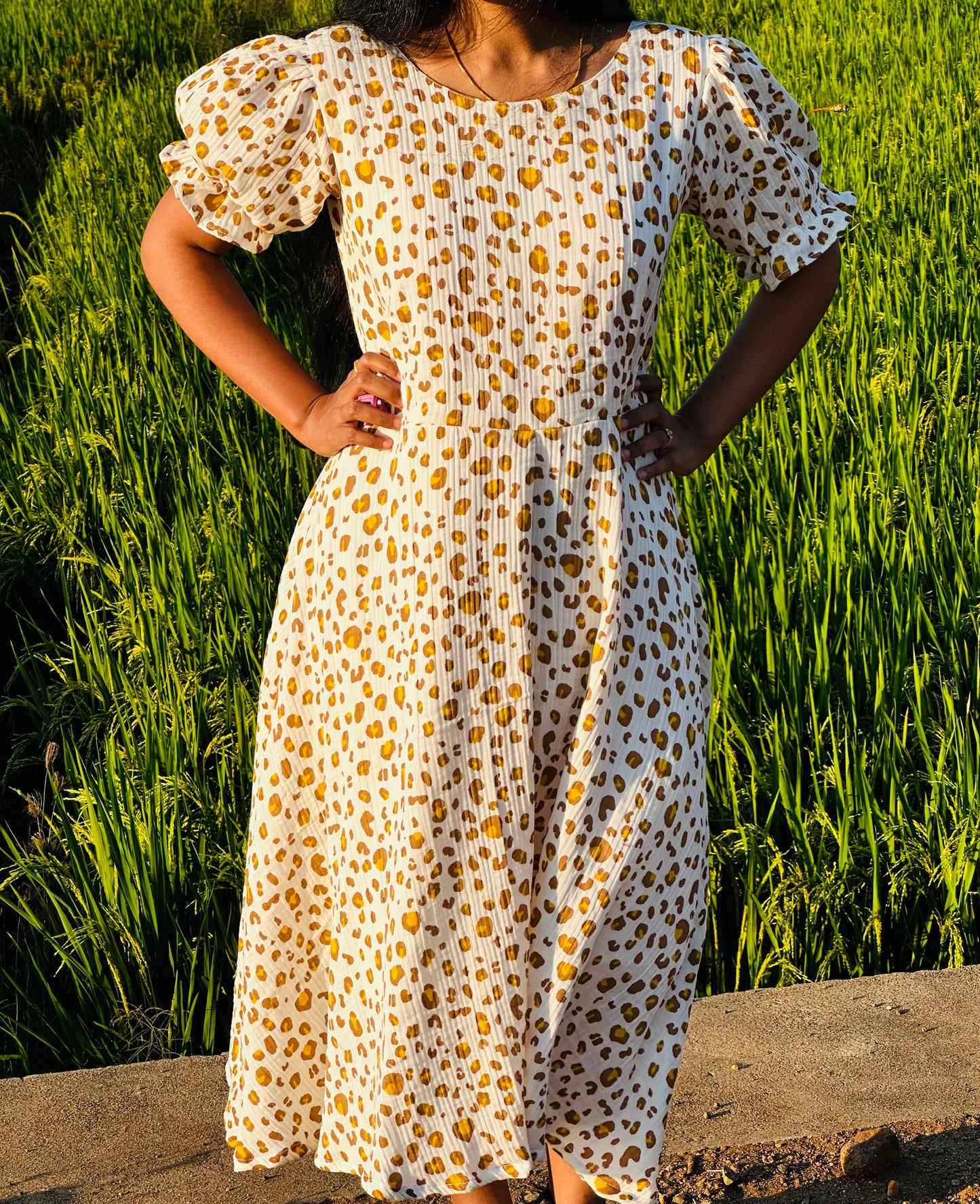 cheetah print pure muslin cotton maxi