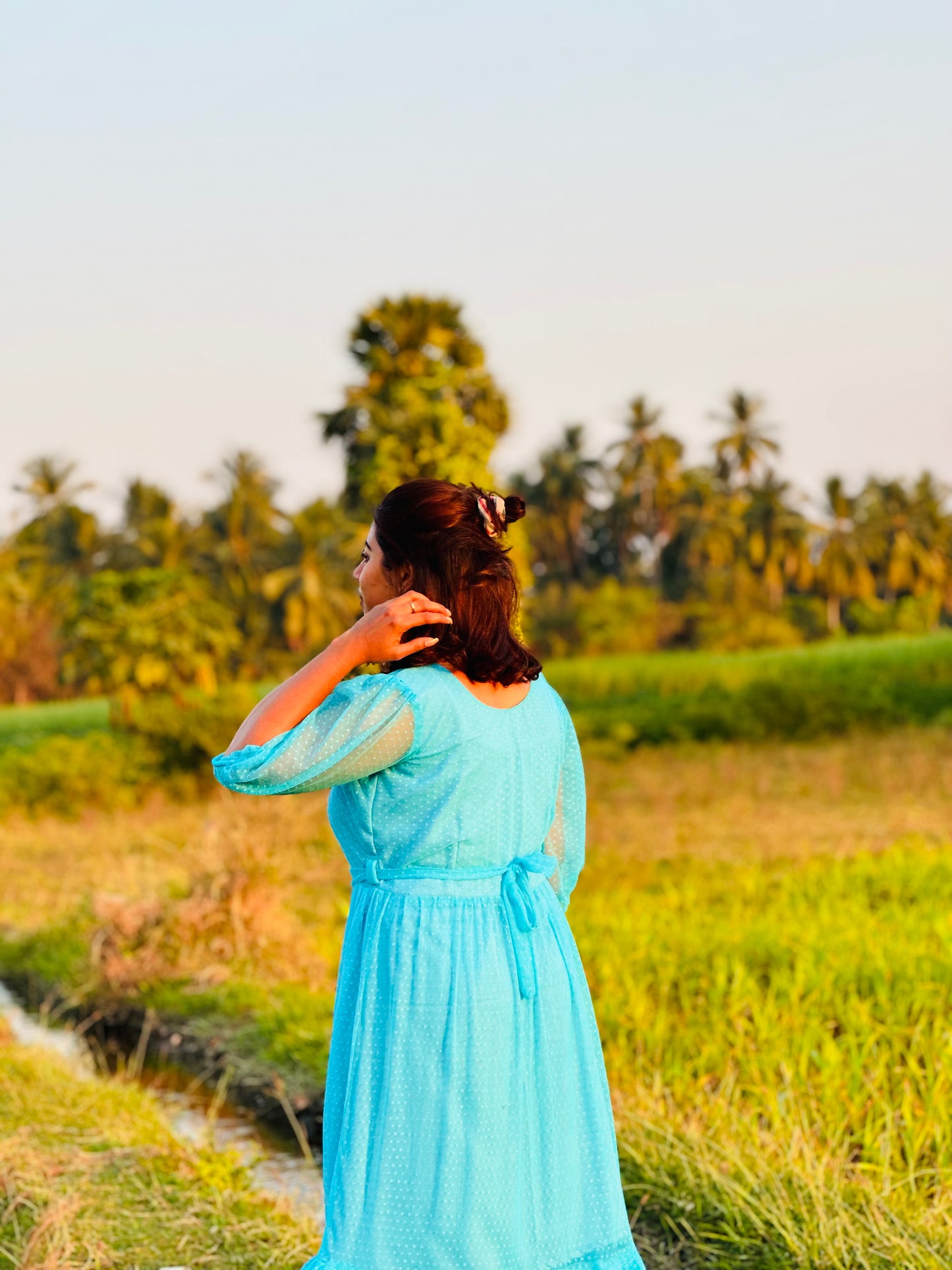 sky blue chiffon maxi