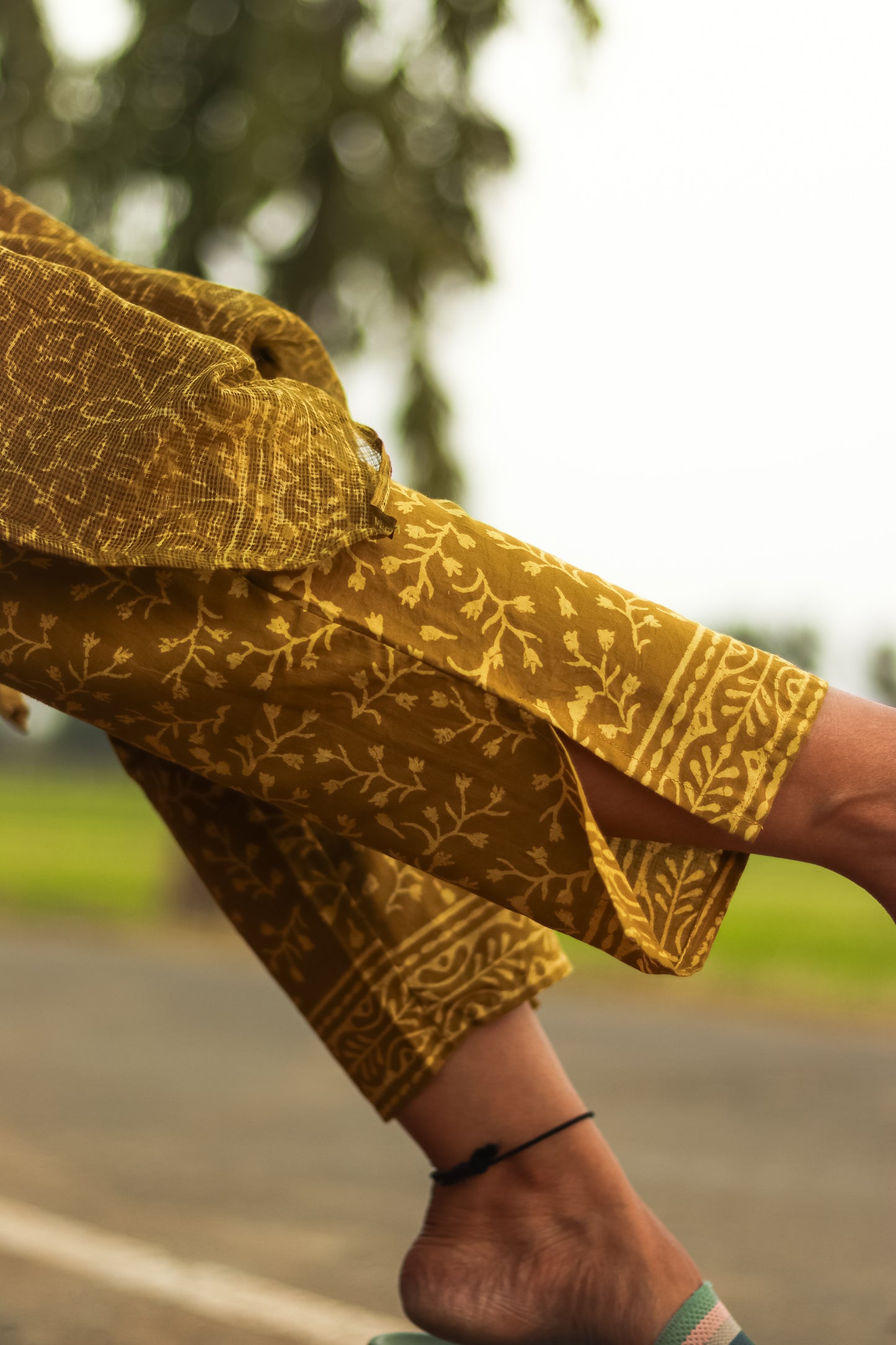 Olive Jaipur cotton kurta set with Kota Doris dupatta