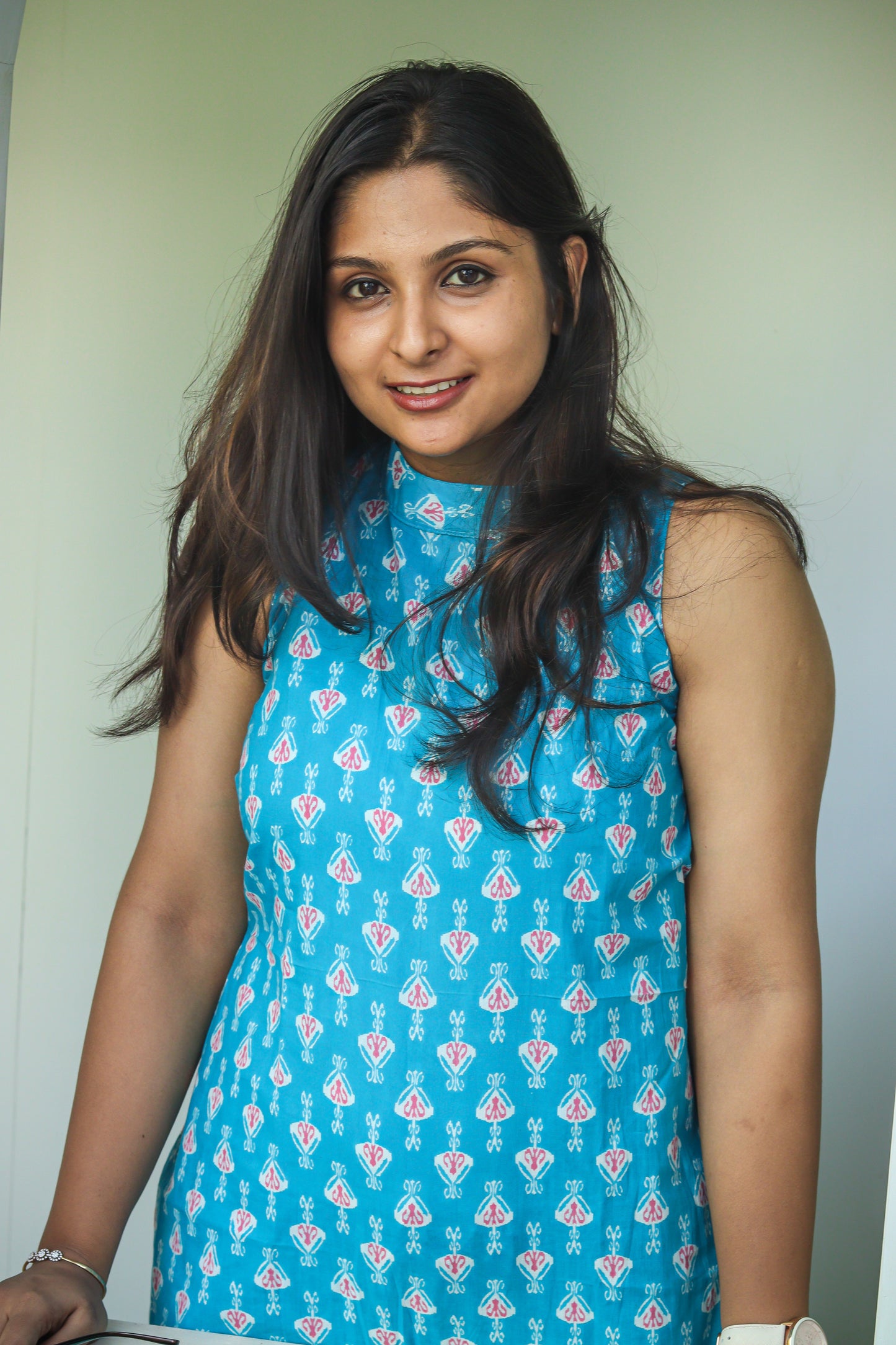 Blue pure cotton kurta set (sleeves attached)