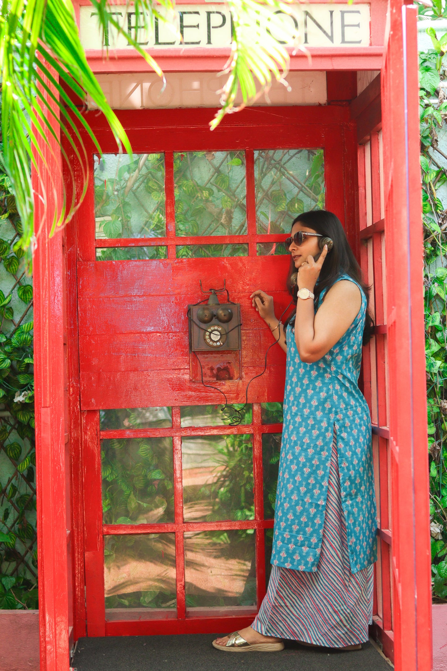 Blue pure cotton kurta set (sleeves attached)