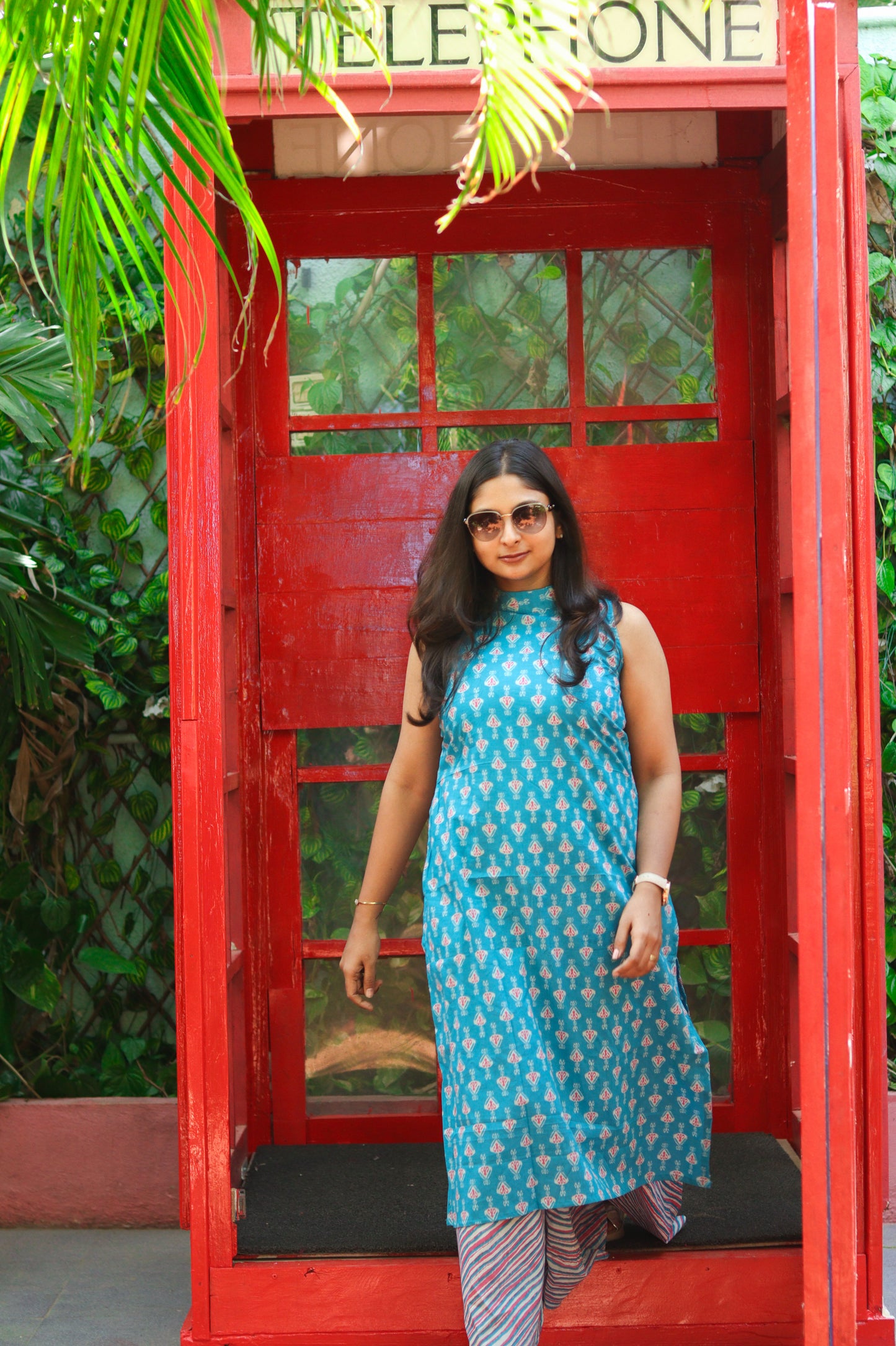 Blue pure cotton kurta set (sleeves attached)