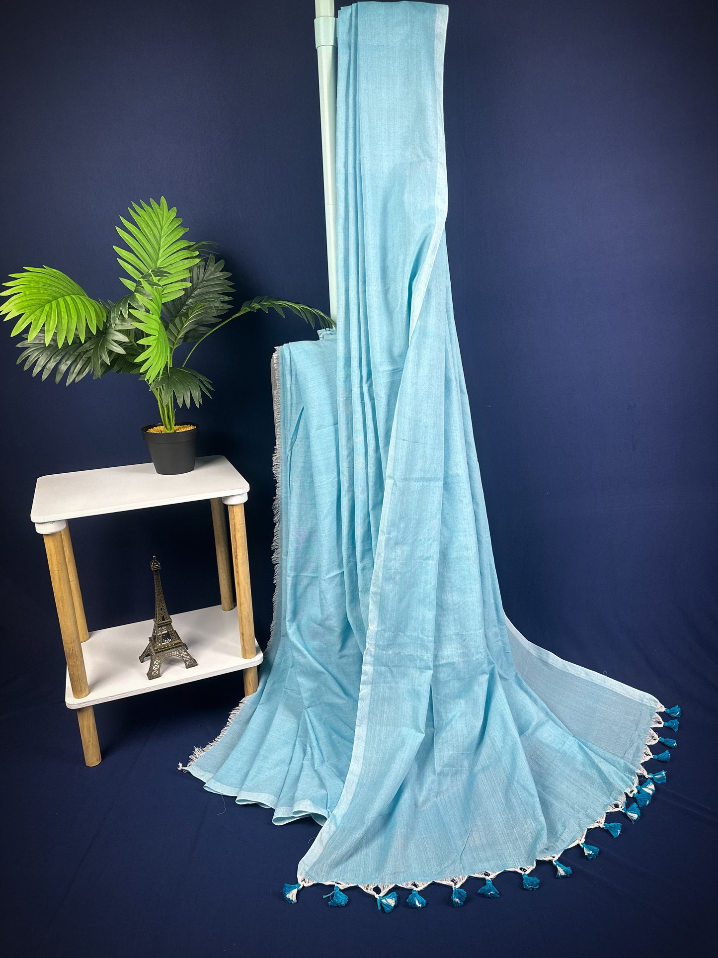 Light blue khadi cotton handloom saree