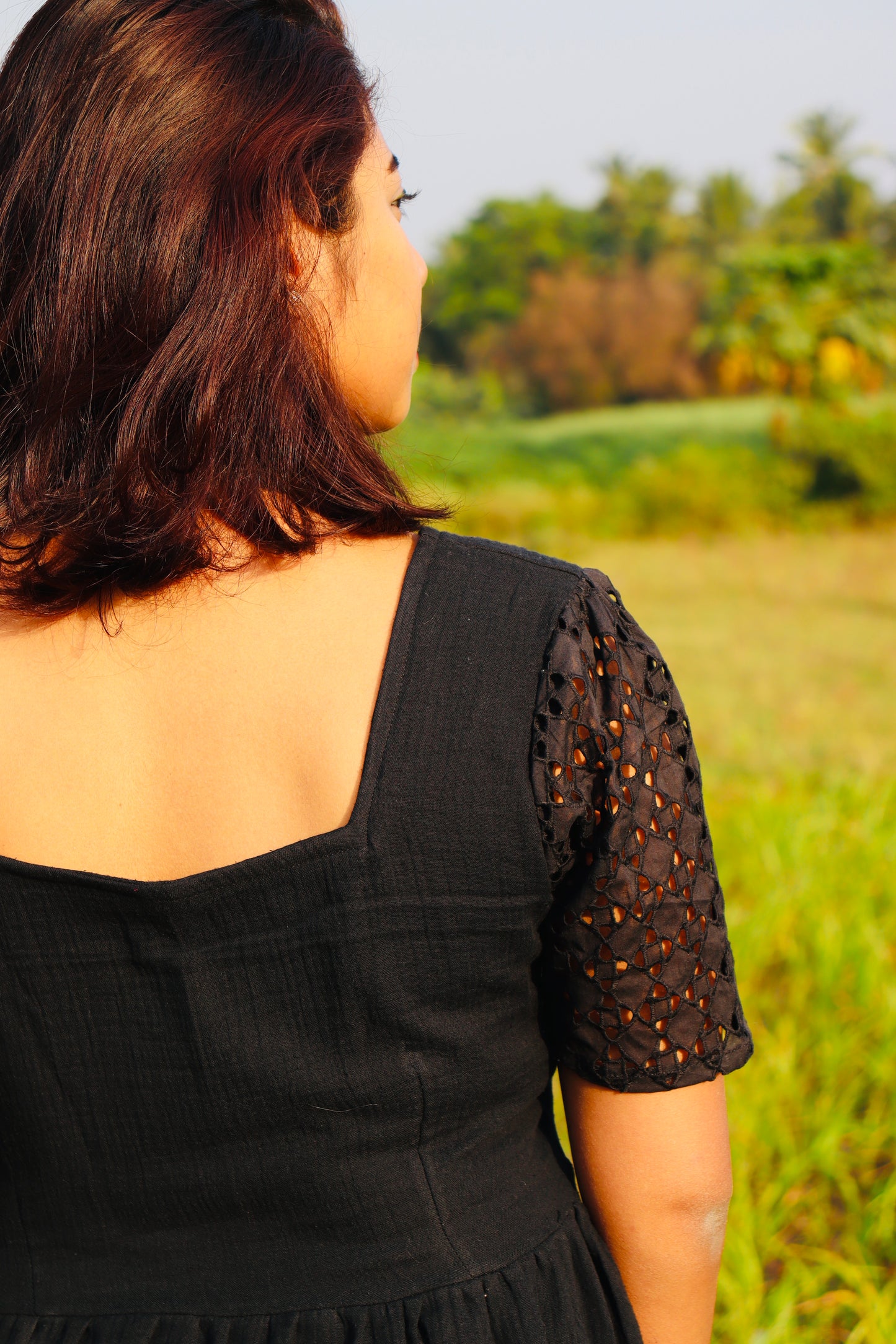 Black muslin cotton maxi