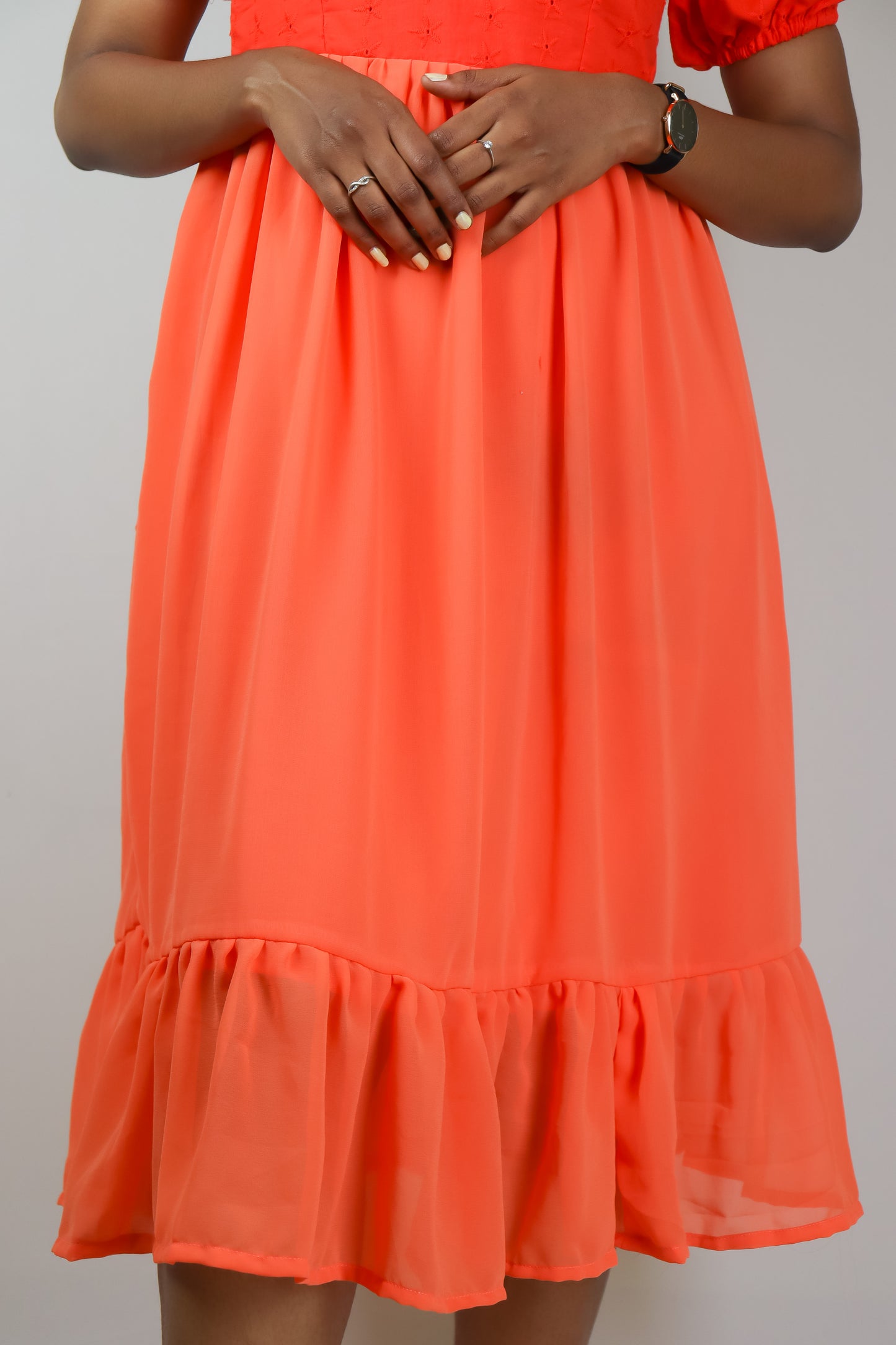 Georgette orange - cotton maxi