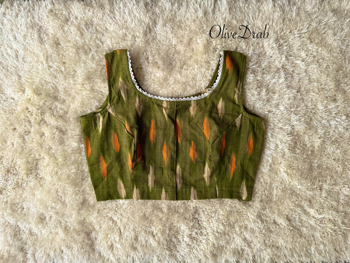 Olive ikat trendy ready made blouse