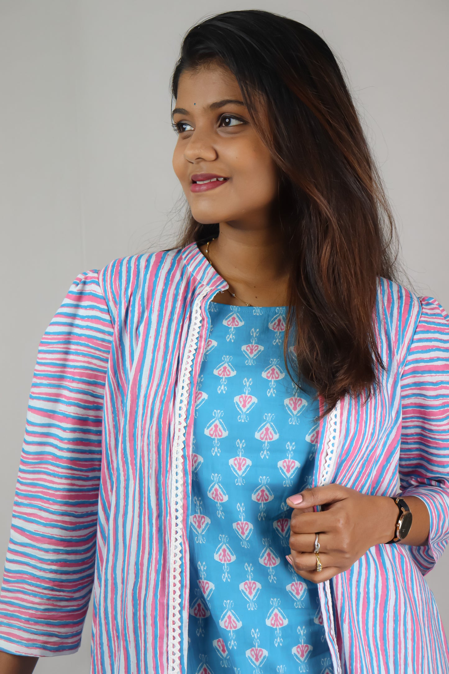 Blue Cotton Ethnic Maxi