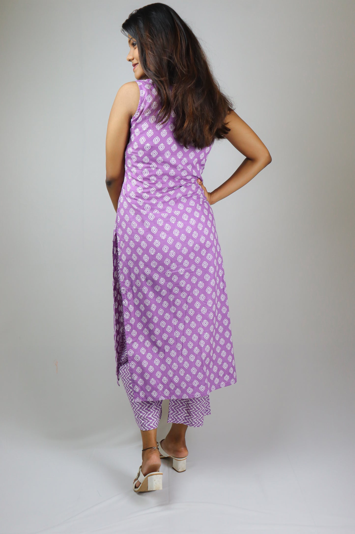 Lavender Cotton kurta suit