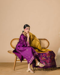 Amara Plum Jamdani Print Silk Cotton Suit Set