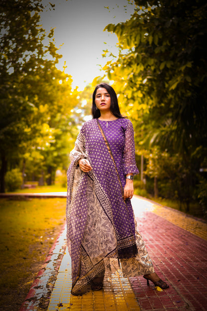 Royal Purple Jaipur Hand Block Print Kota Cotton Kurta Set