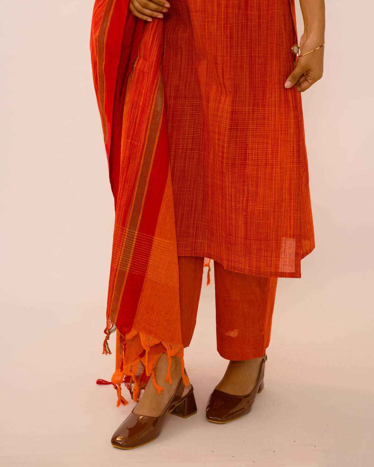 Vermilion Handloom pure Cotton Kurta suit set