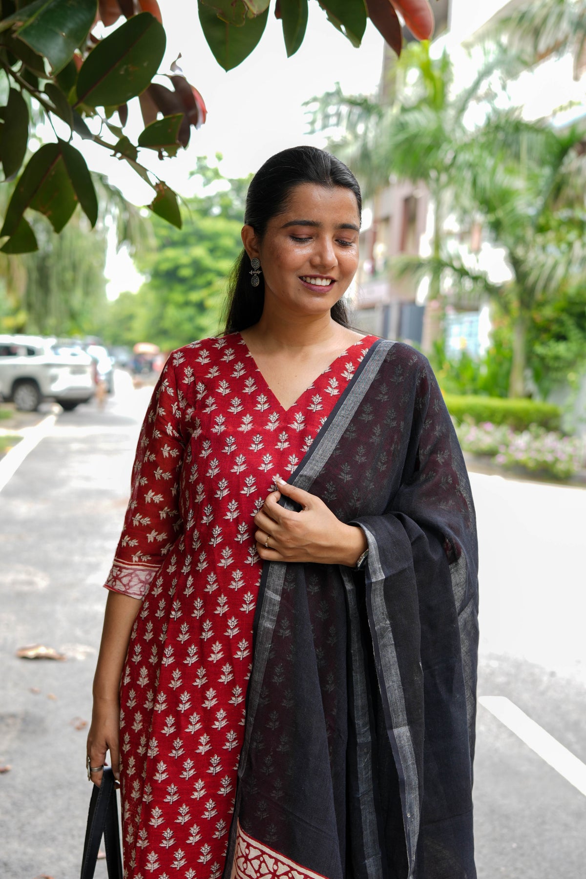 Crimson Heritage Jaipur Hand Block Print Linen Cotton Kurta Set