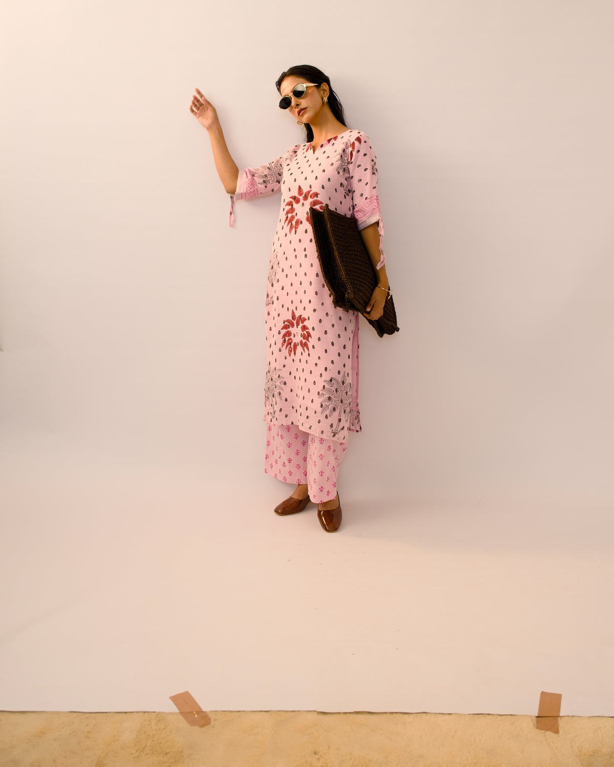 Blush Pink Jaipur Linen Kurta and Cotton Pant Suits