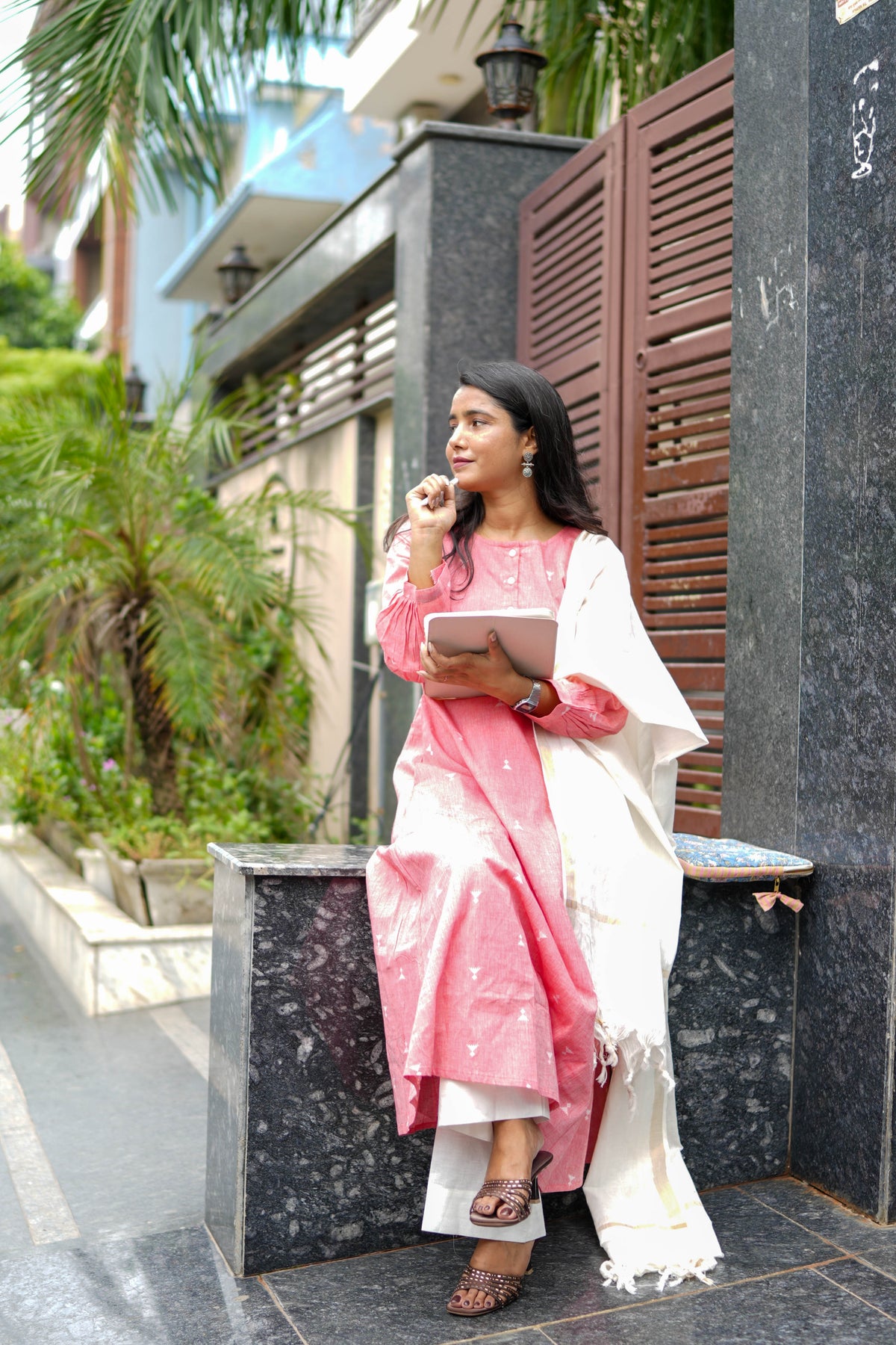 Blush Pink Cotton Kurta Set with Soft Cotton Dupatta