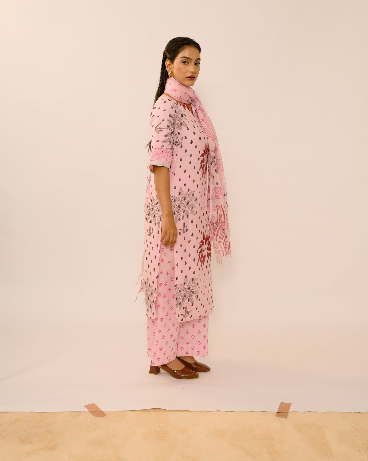 Blush Pink Jaipur Linen Kurta and Cotton Pant Suits