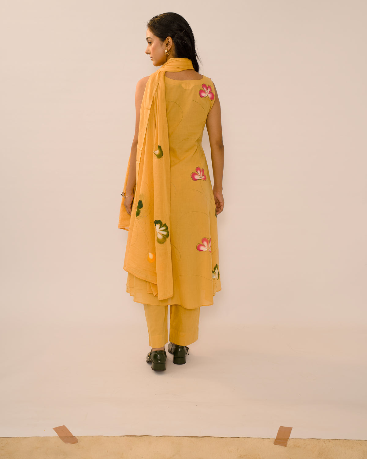 Marigold Floral Jaipur Cotton Kurta Set with dupatta