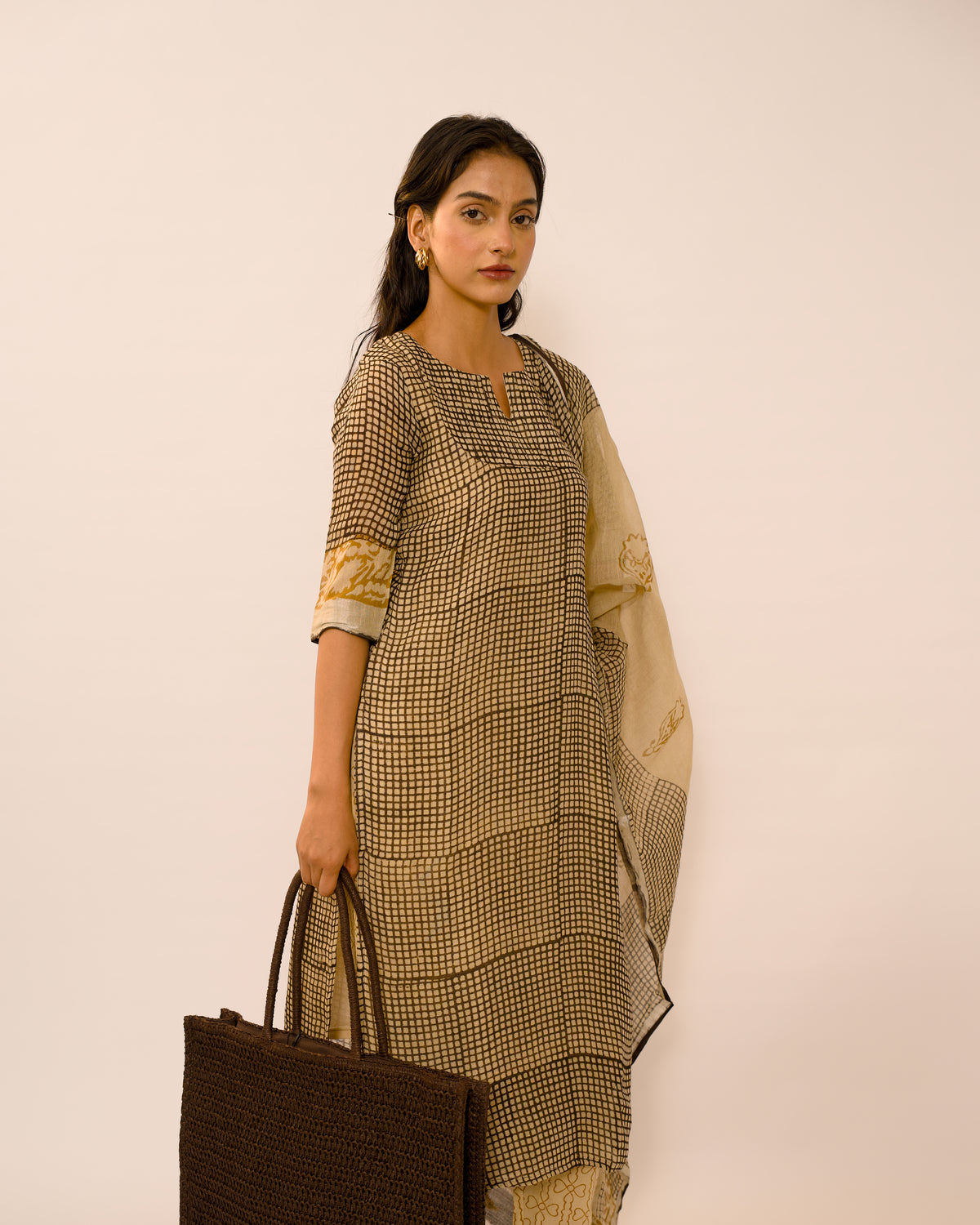 Dune Checks Jaipur Linen Kurta suit Set