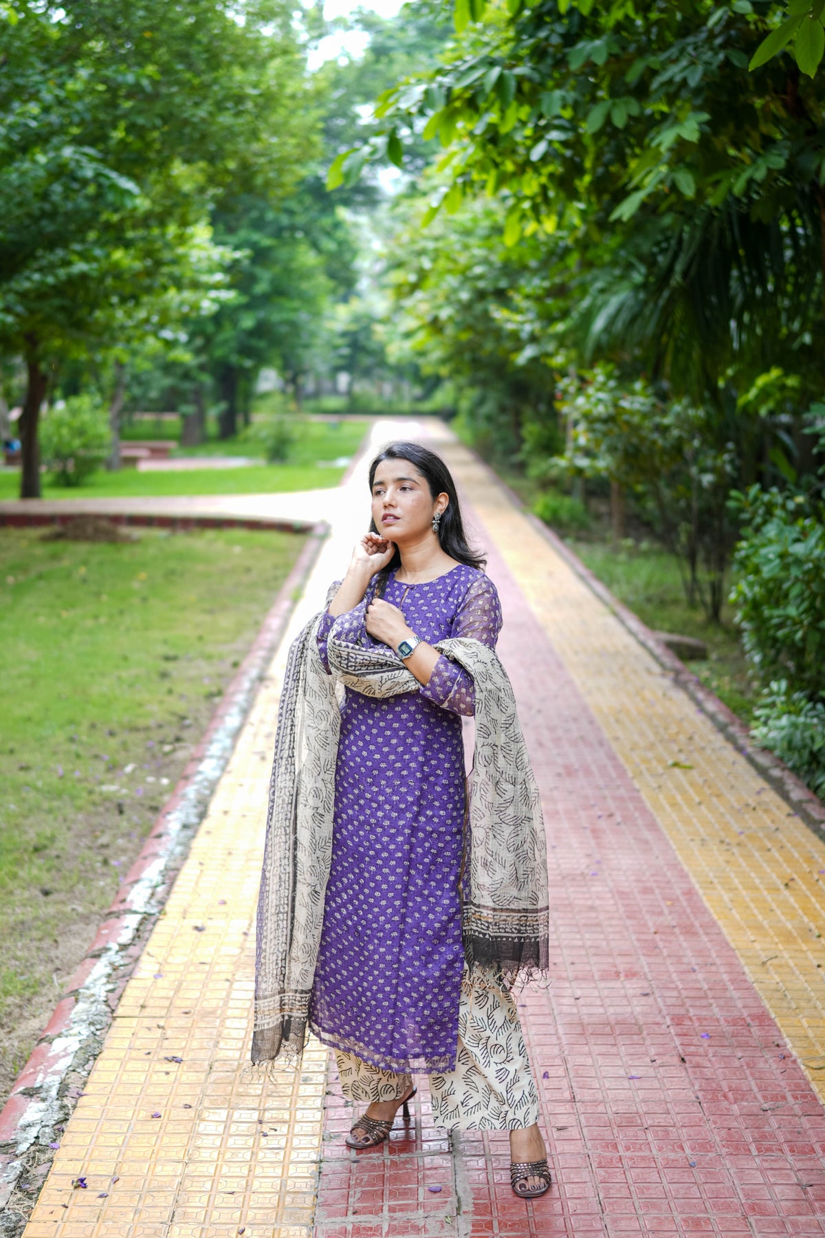 Royal Purple Jaipur Hand Block Print Kota Cotton Kurta Set