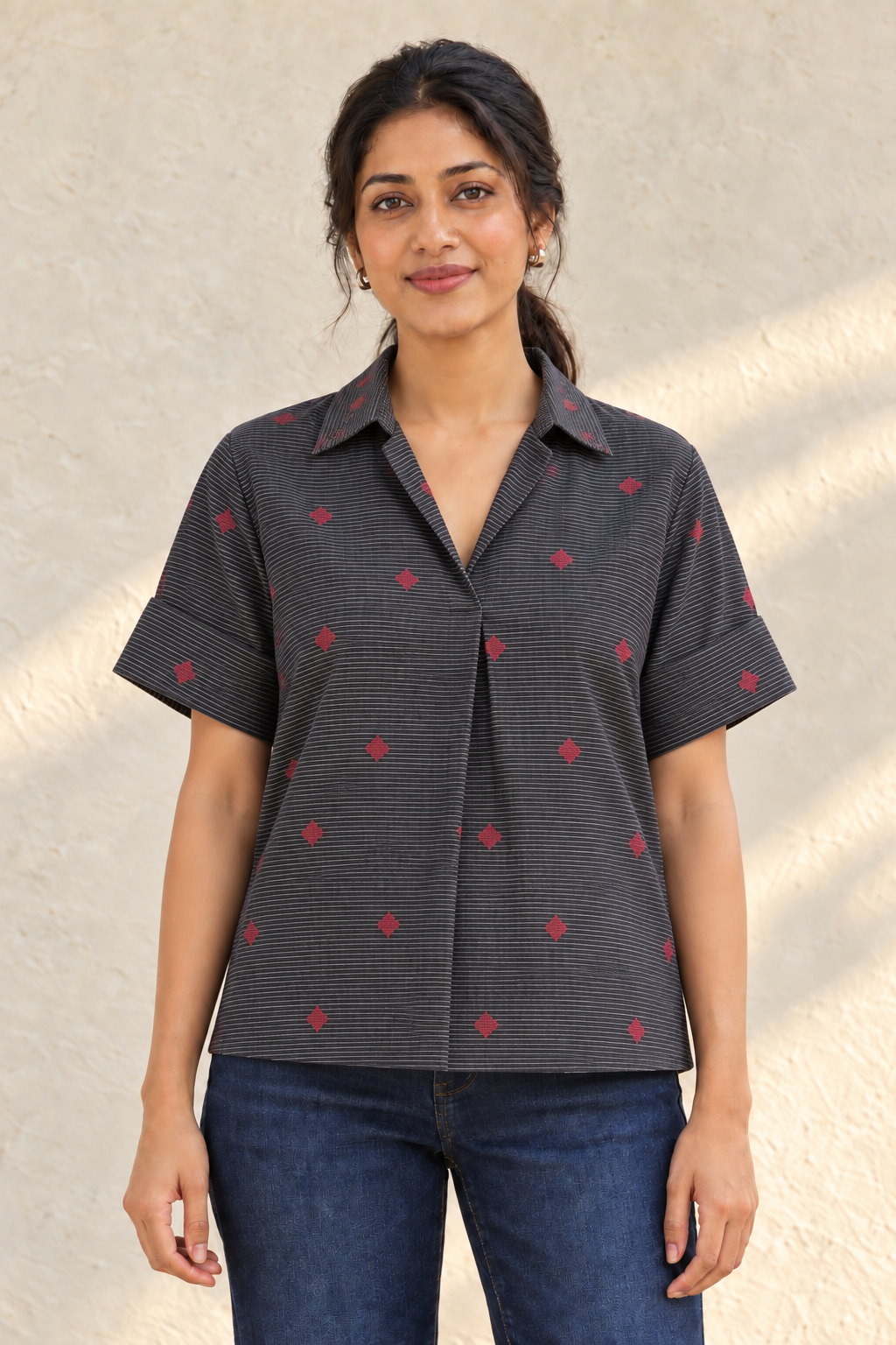 Graphite Muse Collared Workwear cotton Top