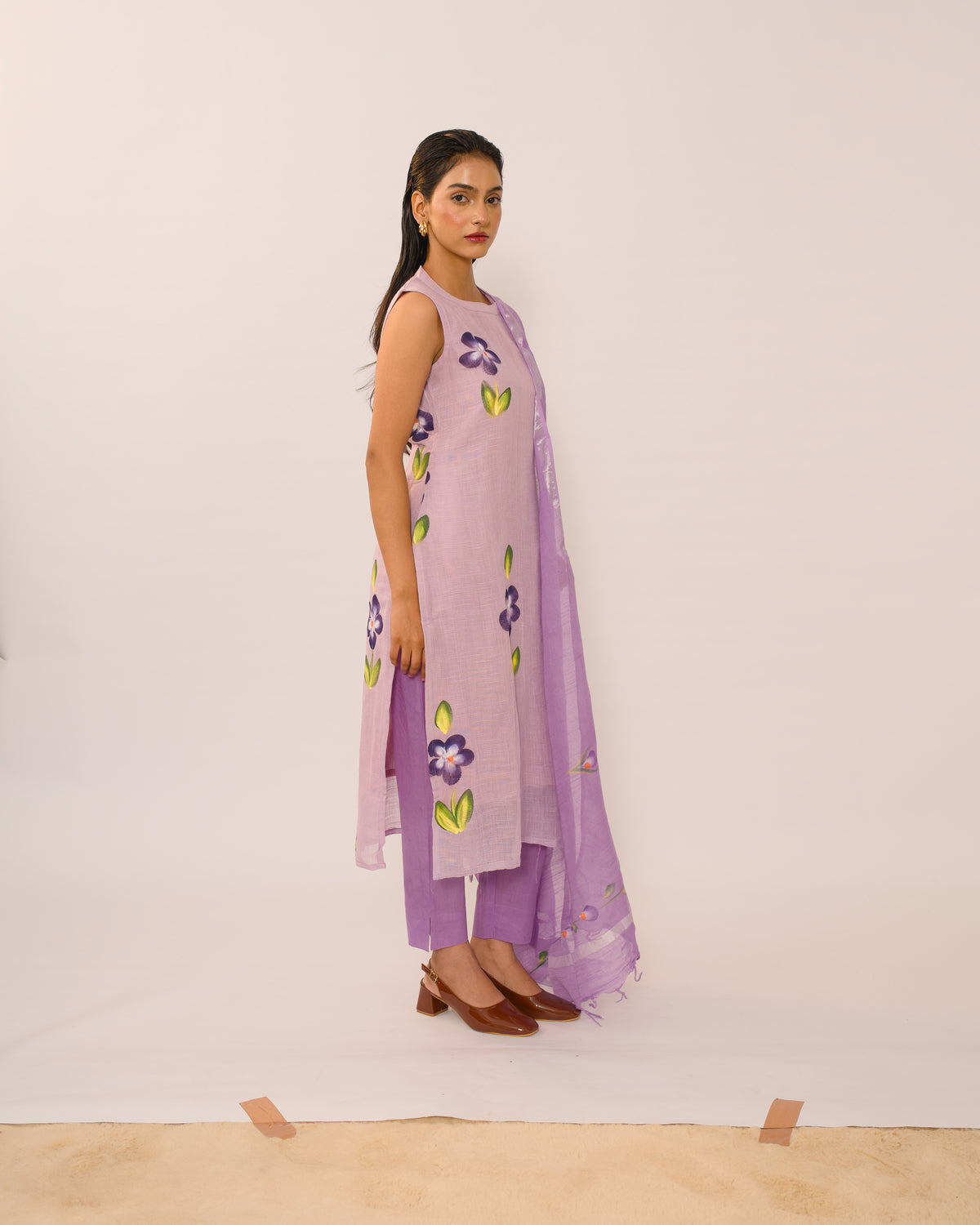 Lilac Bloom Jaipur Linen Kurta suit set