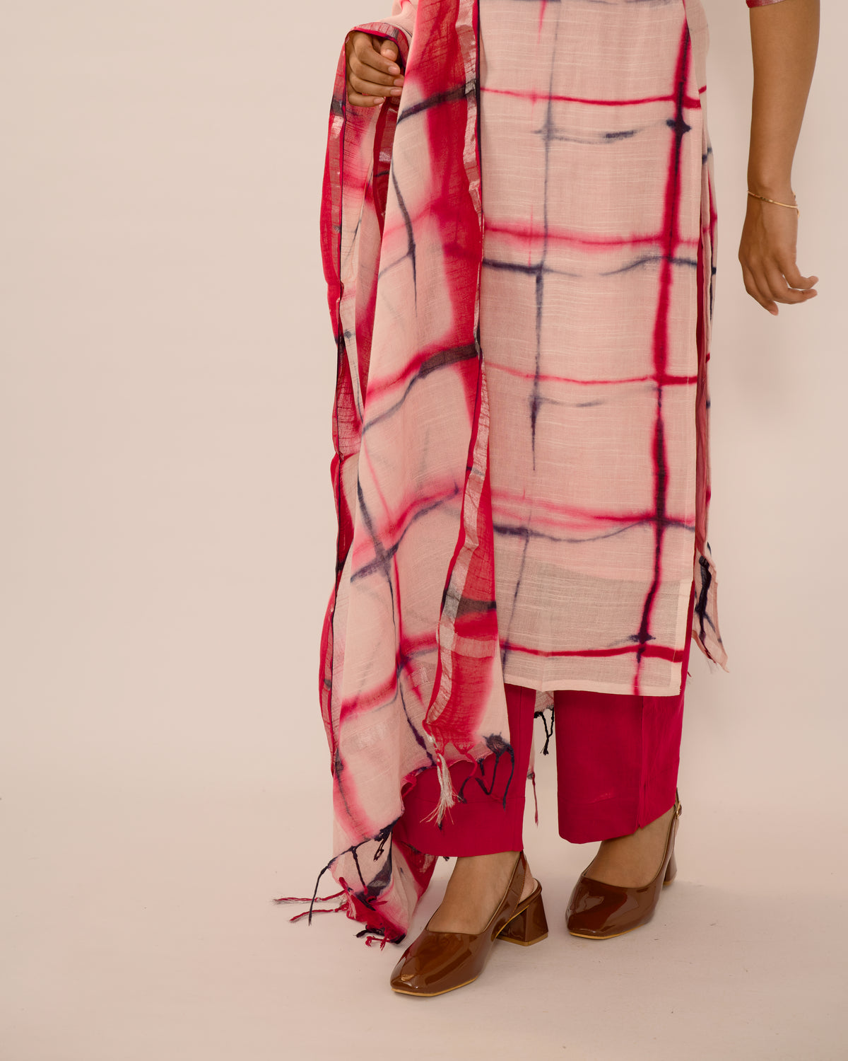 Rose Grid Jaipur Linen Kurta suit Set
