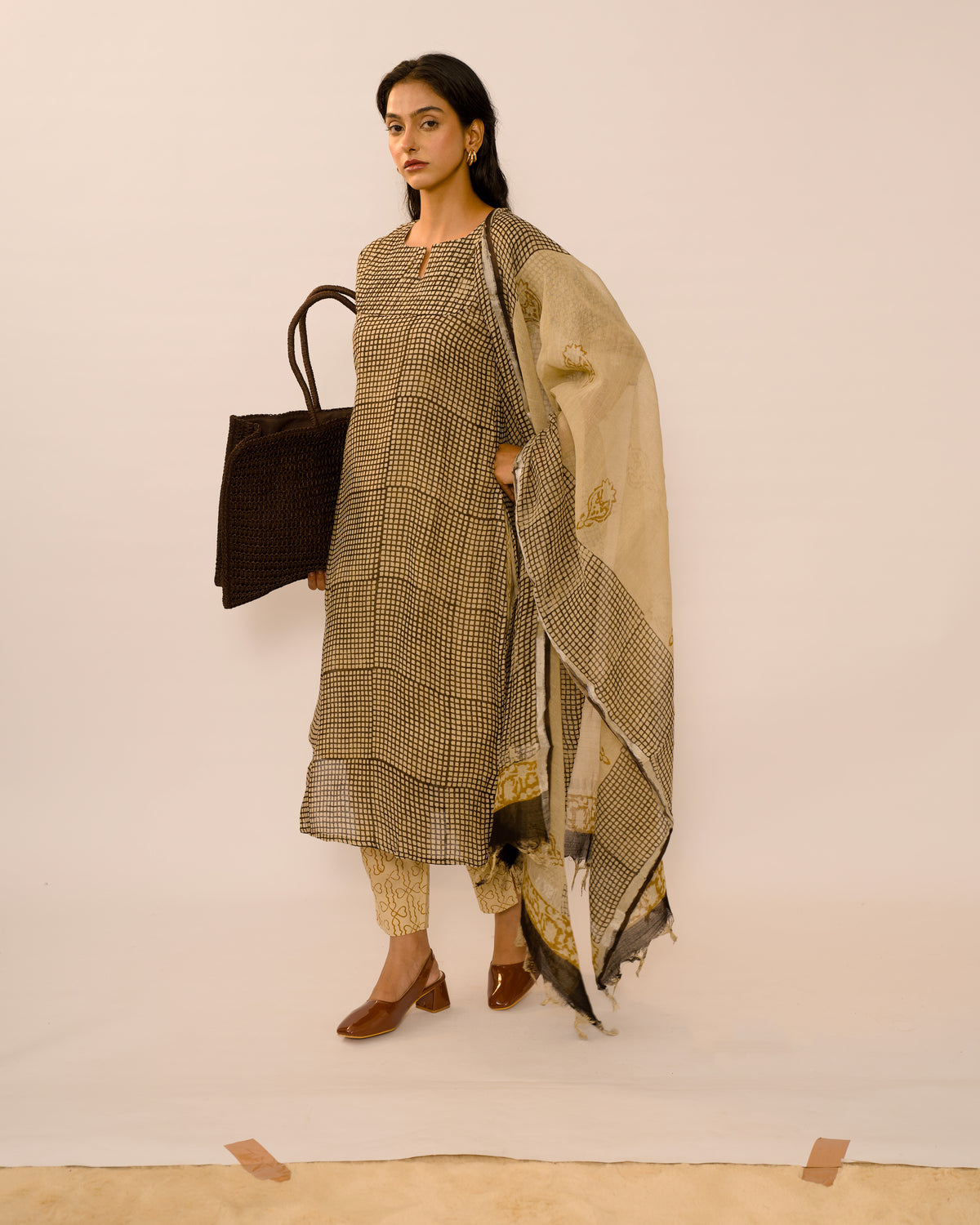 Dune Checks Jaipur Linen Kurta suit Set