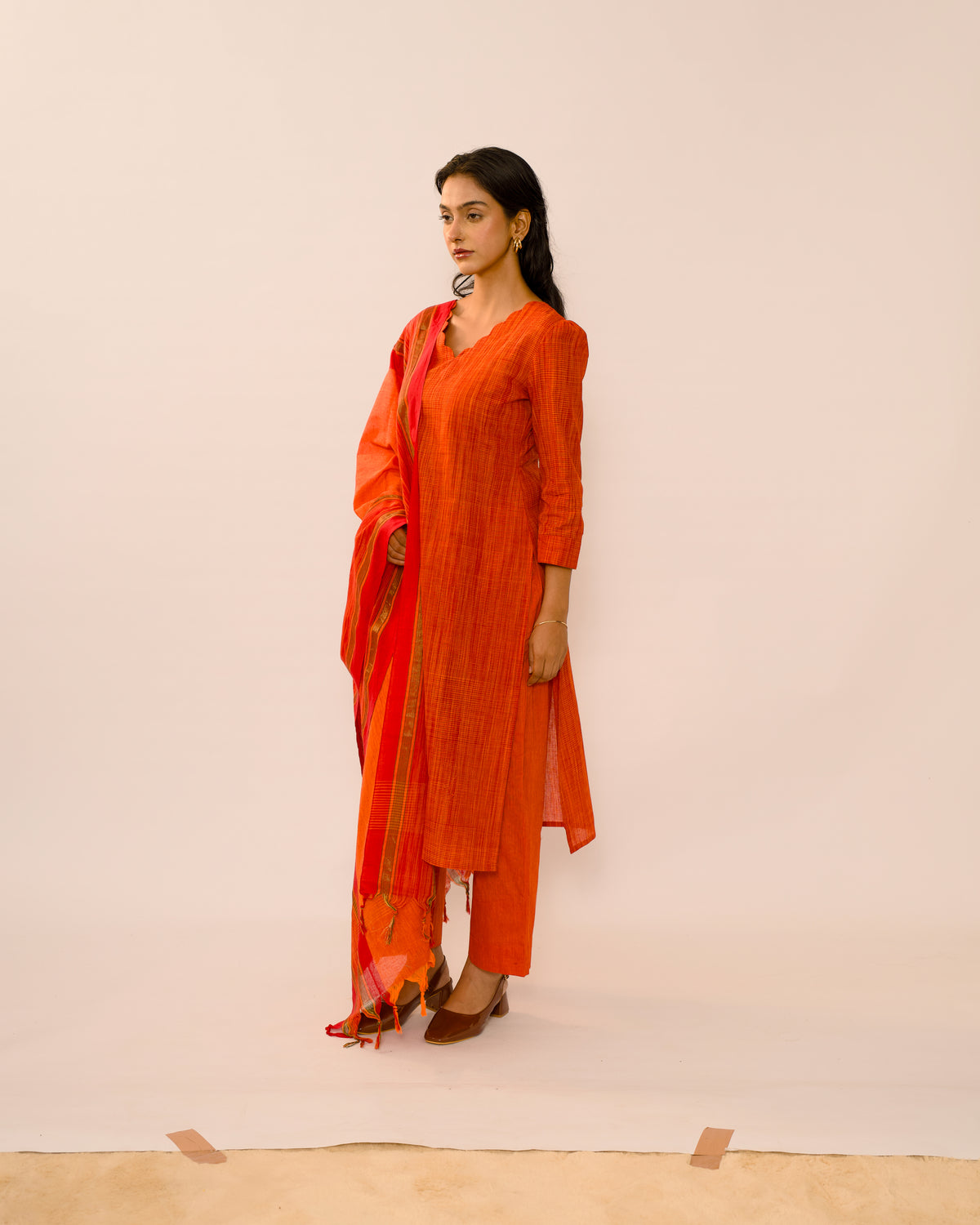 Vermilion Handloom pure Cotton Kurta suit set