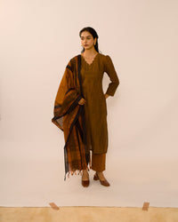 Burnished Bronze Handloom Cotton Kurta Set