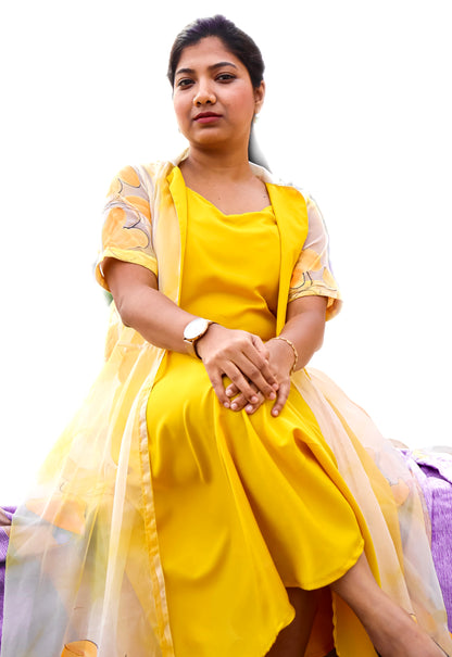 Mustard Organza Maxidress