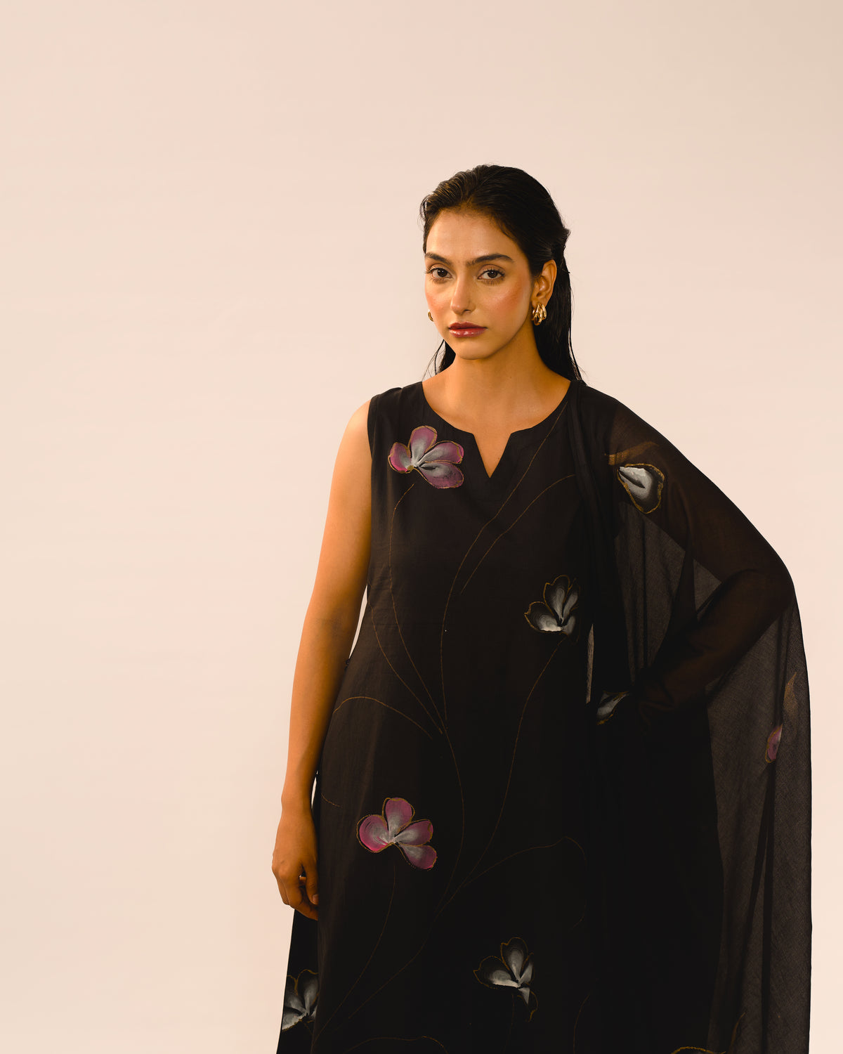 Midnight Bloom Black Floral Jaipur cotton Kurta suits