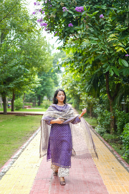 Royal Purple Jaipur Hand Block Print Kota Cotton Kurta Set