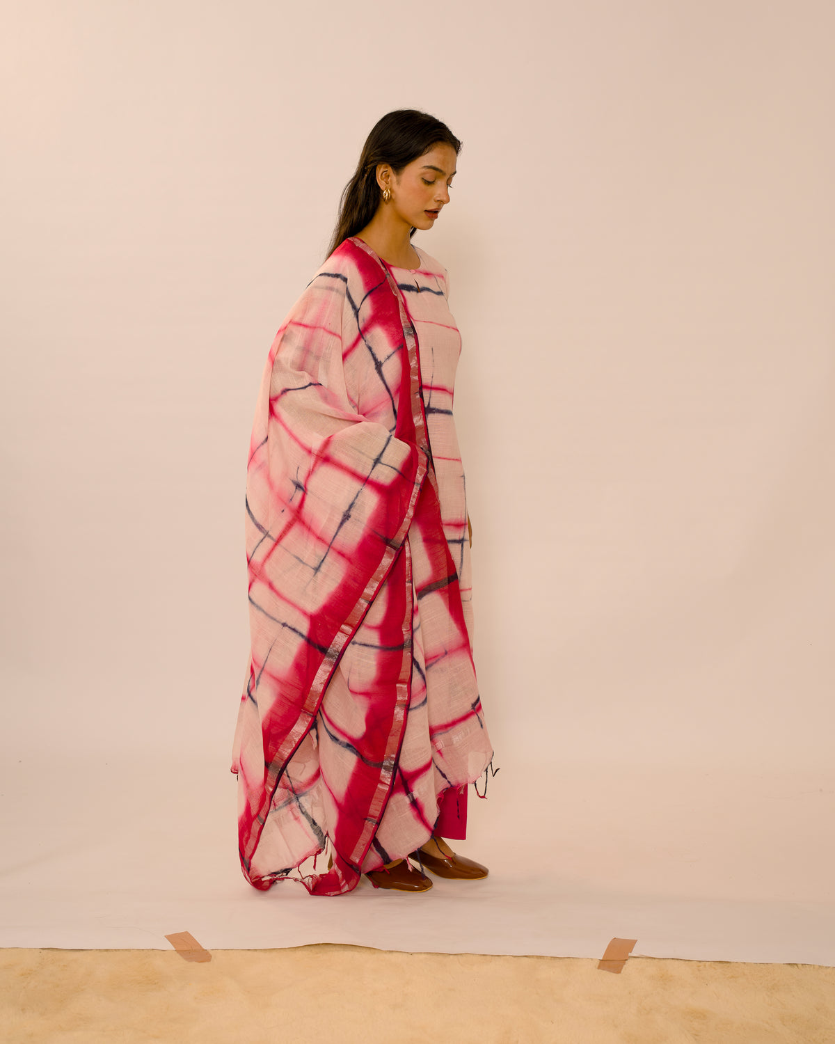 Rose Grid Jaipur Linen Kurta suit Set