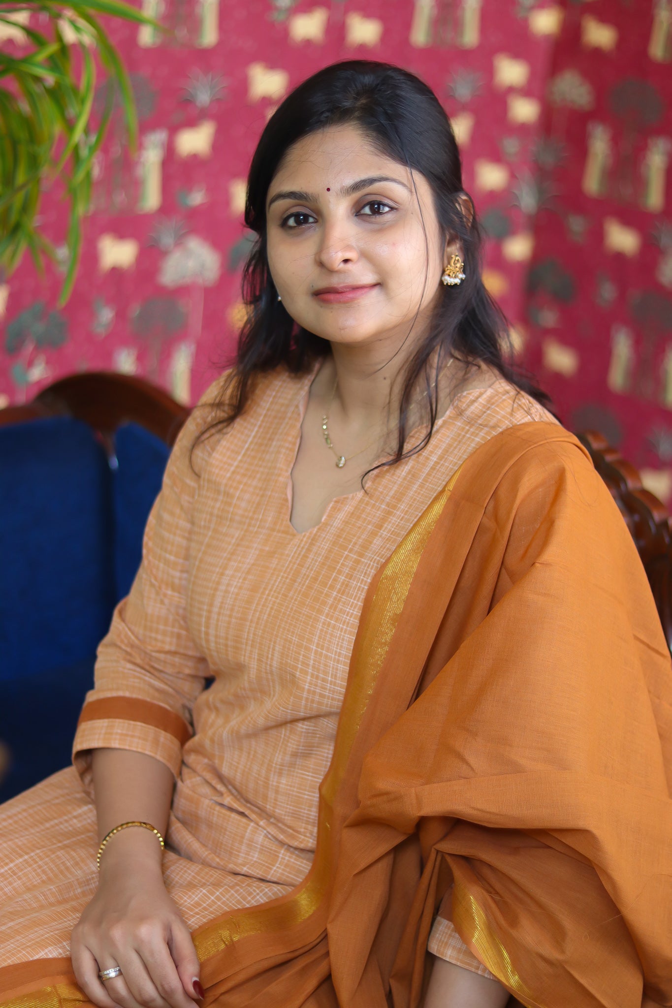 Biscuit brown pure cotton handloom women kurta set