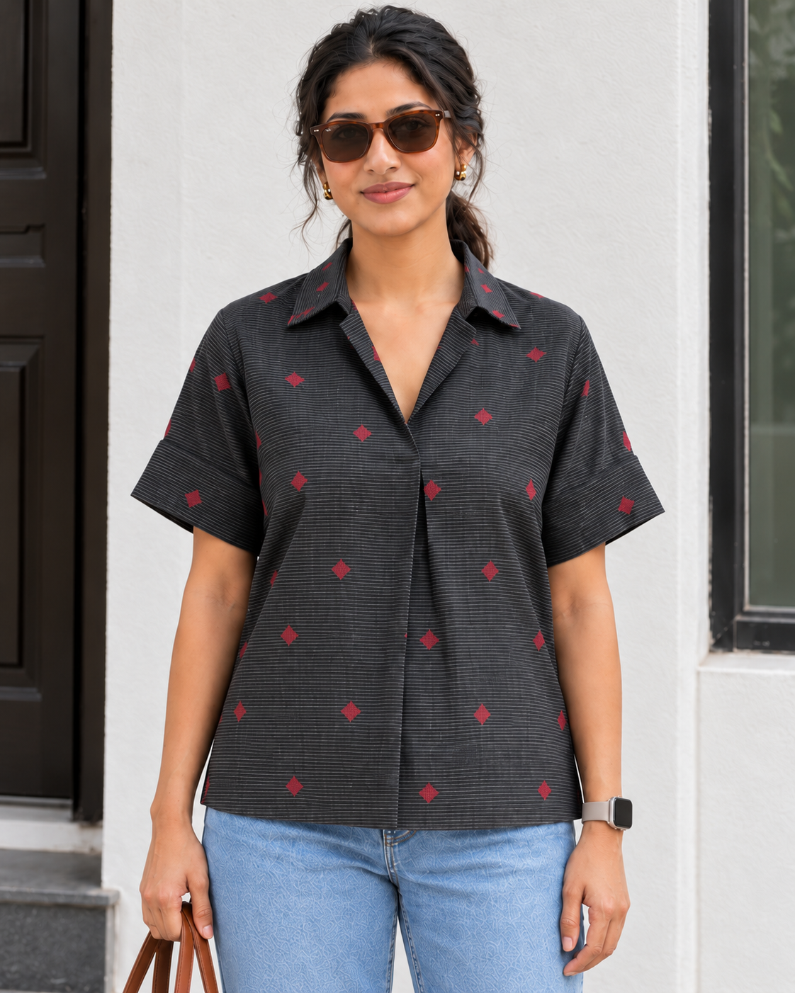 Graphite Muse Collared Workwear cotton Top
