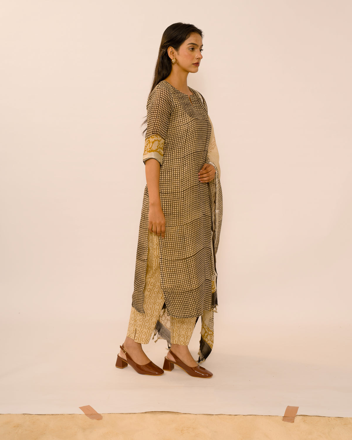 Dune Checks Jaipur Linen Kurta suit Set
